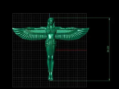 pendant egyptian statue with wings 3D print model