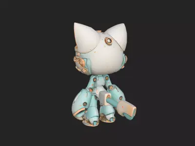 mechanical cat 3D Model 001 Free low-poly 3D model
