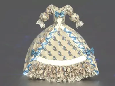 BAROQUE RENAISSANCE DRESS 3D model