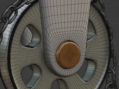 Pulley with chain - Polea con cadena 3D model