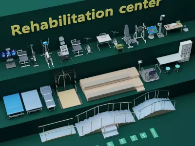 Rehabilitation Center Therapy Equipment Pack PBR Game Ready Low-poly 3D model