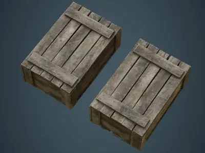 Wooden Box 4B Low-poly 3D model