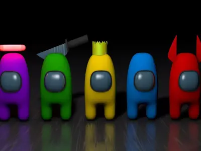 Among Us 3D Pack - 5 Characters Low-poly 3D model