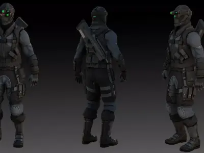 Archer Splinter Cell Conviction 3D Model High-Quality Rigged Low-poly 3D model