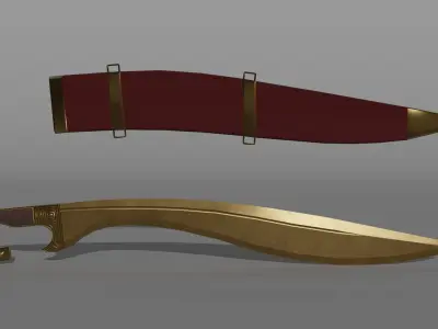 Falcata sword and knife Low-poly 3D model