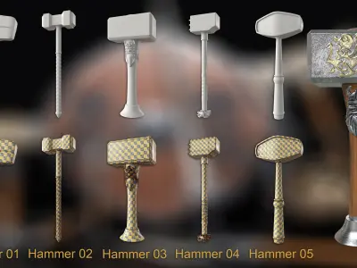 40 Nordic and vikings weapon Basemesh Low-poly 3D model