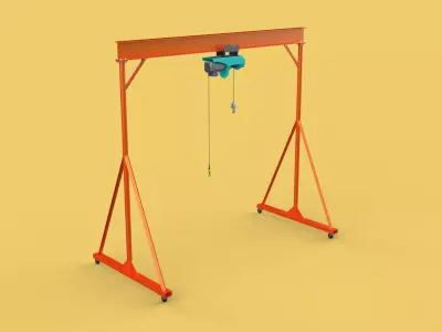MOBILE GANTRY CRANE ELECTRIC ROPE HOIST PORTABLE GIRDER OVERHEAD 3D model
