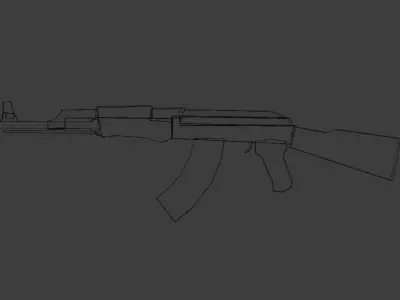 AK-47 Gun Low Poly For Video Games And VFX Free low-poly 3D model