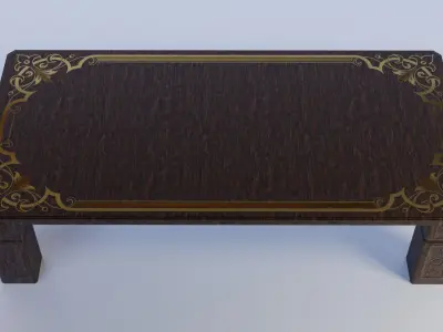 Antique Dining Table Low-poly 3D model