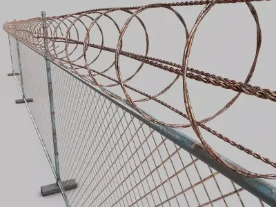 Barbed-Wire-Fence barbed wire on fence 3D model