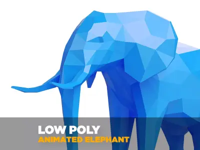 Rigged Elephant seamless walk cycle - Low-poly 3D model