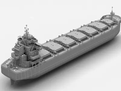 Panamax Bulk Ore Carrier Low-poly 3D model