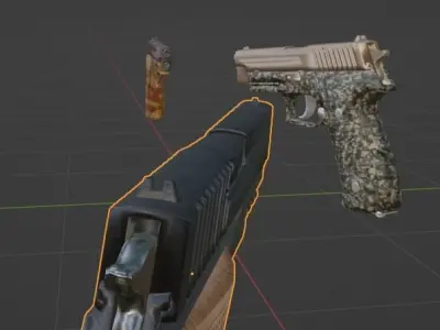 Sig sauer P 250 military gun low poly  Low-poly 3D model