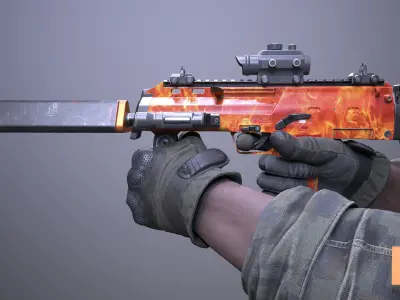 FPS Automatic Gun Animations Low-poly 3D model