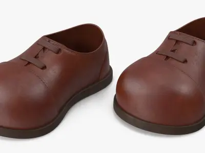 Cartoon Leather Shoes Brown 3D model