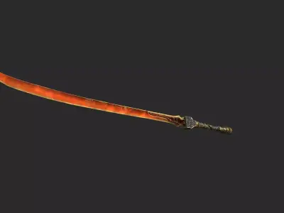 Science fiction style fire element long knife 3D model