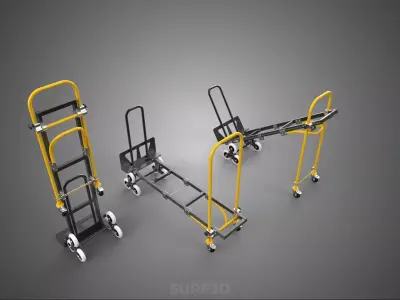 3 WHEELS STAIR CLIMBING CLIMBER CONVERTIBLE FOLDING HAND TRUCK 3D model