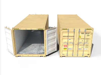 20ft Cargo Container Military Beige Low-poly 3D model