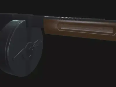 3D TommyGun Model Low-poly 3D model