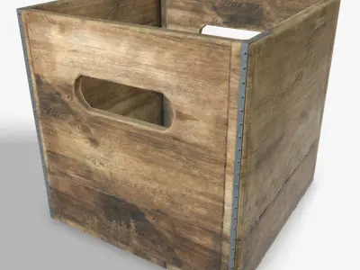 Wooden Milk Crate Game Ready PBR Textures Low Poly Low-poly 3D model