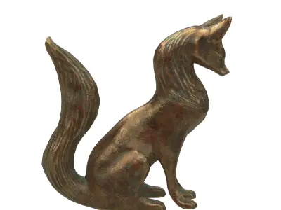 Fox metal statues Low-poly 3D model