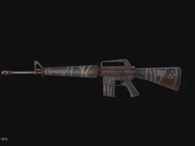 Post apocalyptic M16 Low-poly 3D model
