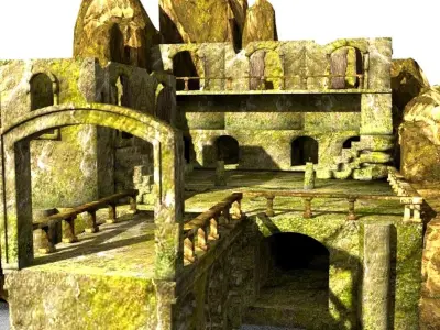 old abandoned prison dungeon island 3D model