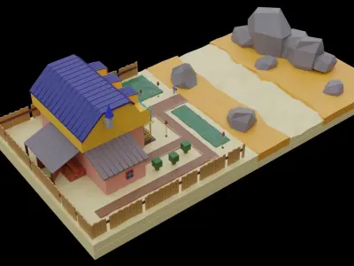 House in the desert Free low-poly 3D model