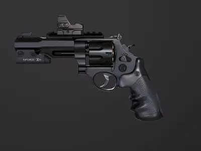 Revolver 357 Magnum Low-poly 3D model