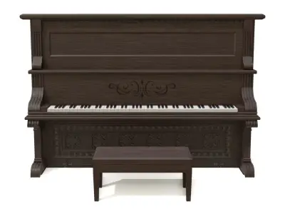 Western Upright Piano Low-poly 3D model