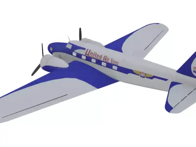Boeing 247D Low-poly 3D model
