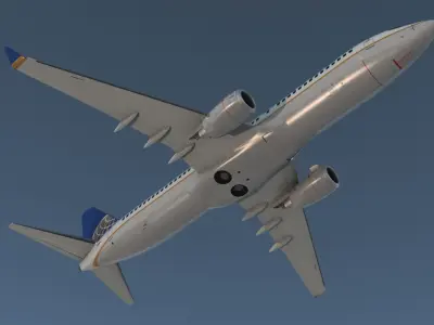 Boeing 737-800 with Interior United Airlines Rigged 3D Model