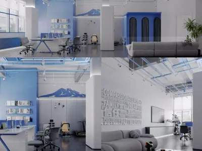 Modern industrial style loft office lobby-cr 3D model