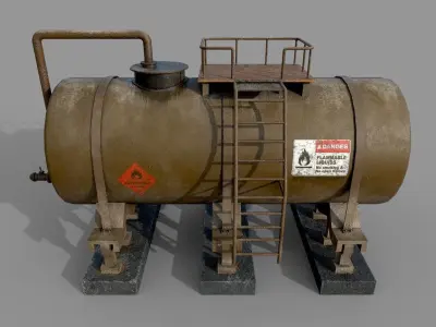 Industrial Green Tank Low-poly 3D model