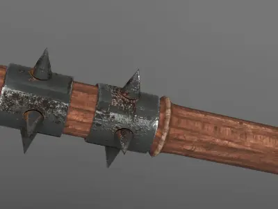 Medieval mace Low-poly 3D model 12
