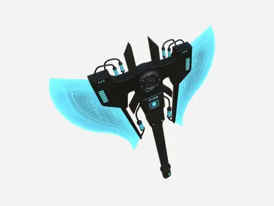 SciFi War Axe B01 Black Blue - Sci Fi Weapon Design Low-poly 3D model