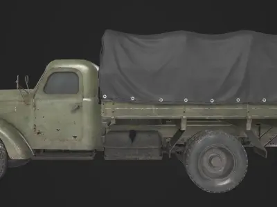 Game ready military truck with Rig Low-poly 3D model