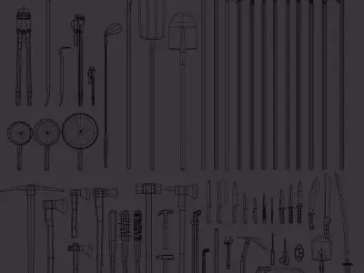 Low-Poly Melee Weapons Pack zombie apocalypse Low-poly 3D model