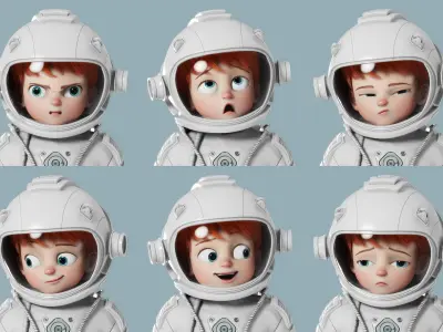 Cartoon Astronaut Rigged 3D model get