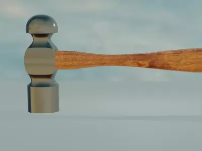 Hammer with wooden handle 3D model get