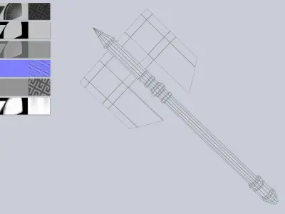 Fantasy axe Low-poly 3D model 6