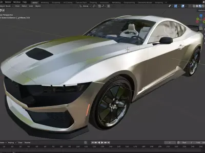 Mustang  dark hoarse  Low-poly 3D model