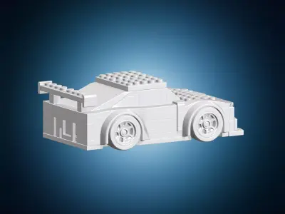 Brick Style Race Car 3D Print Model 3D print model
