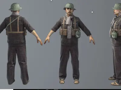 VietnamWar male soldier Low-poly 3D model