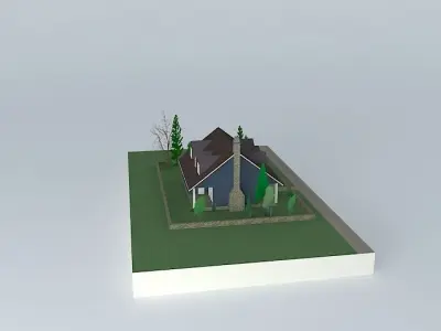 House with porch  Free 3D model