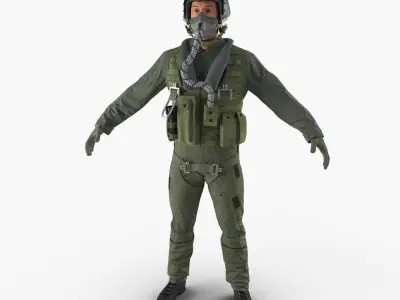 US Military Jet Fighter Pilot 3D model