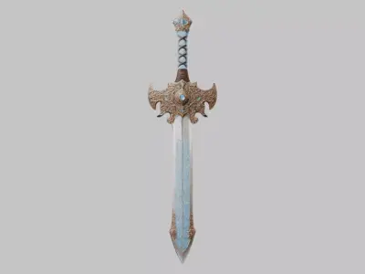 Lowpoly Medieval Sword game asset Low-poly 3D model