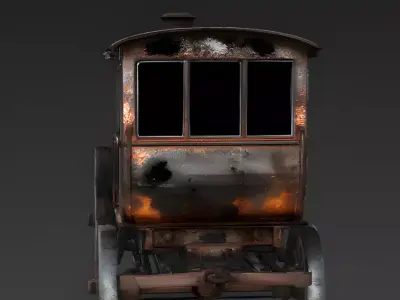 Realistic Abandoned Steam Tractor 3D Model Low-poly 3D model