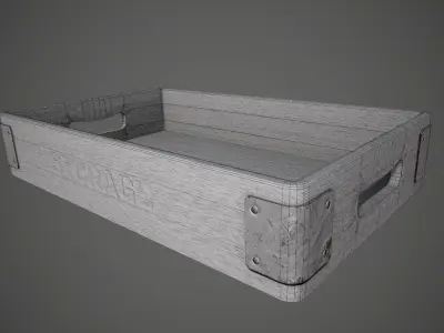 Storage Troy Box Wooden  Low-poly 3D model