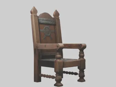 Medievalchair Model Low-poly 3D model